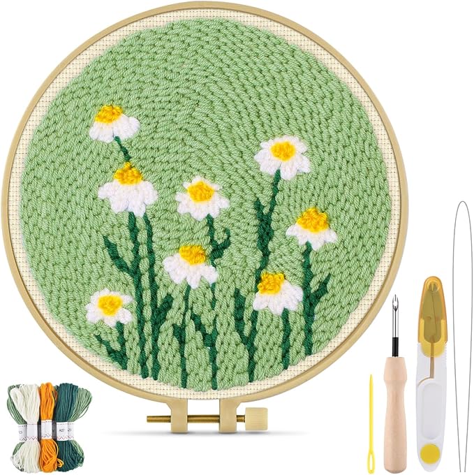 TINDTOP Punch Needle Kit, Daisy Punch Embroidery Kits by TINDTOP