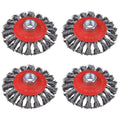 4 Pack 4 Inch Twist Knotted Wire Wheel Brush for Angle Grinder with 5/8 Inch-11 Threaded Arbor, for Heavy-Duty Conditioning for Various Metals