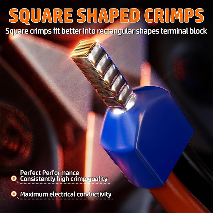 PEBA Ferrule Crimping Tool Kit - 21 Sizes Ferrule Kit & AWG 28-7 Self-Adjusting Square Crimper for Effortless Electrical Wire Ferrules | Ratchet Crimping Tool - Wire Ferrules Connections Kit