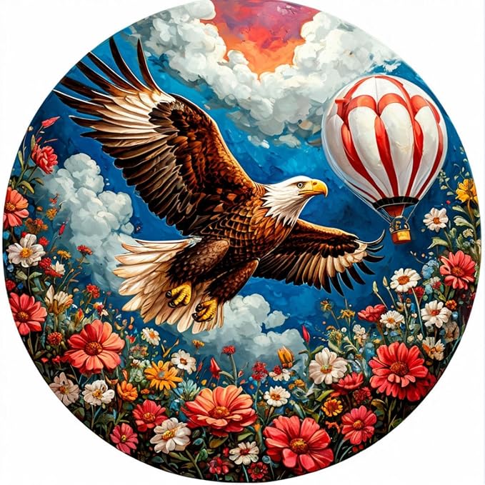 Reouinty Wooden Puzzle for Adults 500 Pieces, Flower Eagle Puzzle, Beautiful by Reouintywoodenpuzzle