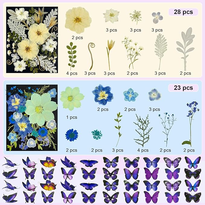 142Pcs Dried Flowers, Dried Pressed Flowers - Image 2