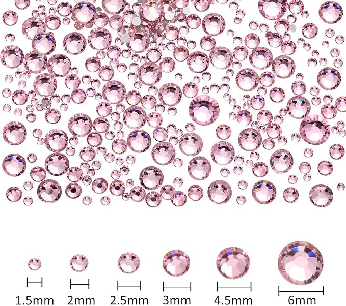 TecUnite 2000 Pieces Flat Back Gems Round Crystal Rhinestones 6 Sizes - Image 2