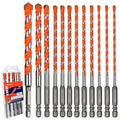 12-PCS Concrete Drill Bit Set, 5/32"-1/2" Inch Carbide Hex Shank Masonry Drill Bits Set for Glass/Brick/Plastic/Cement/Tile