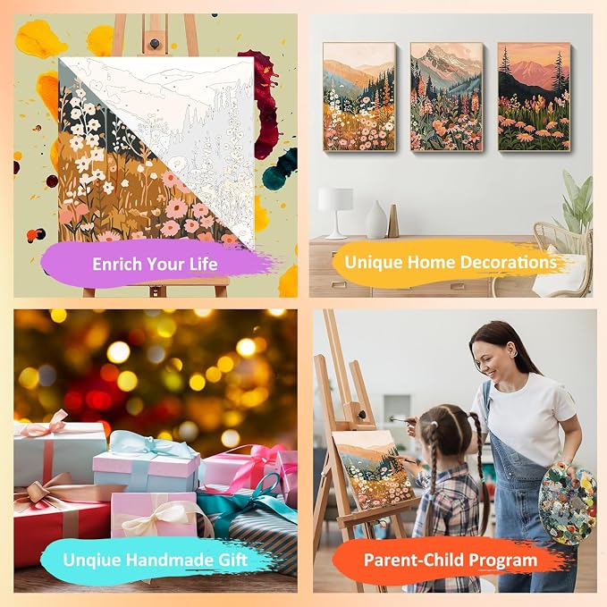 Mandun 3 Pack Landscape Paint by Numbers Kit - Image 7