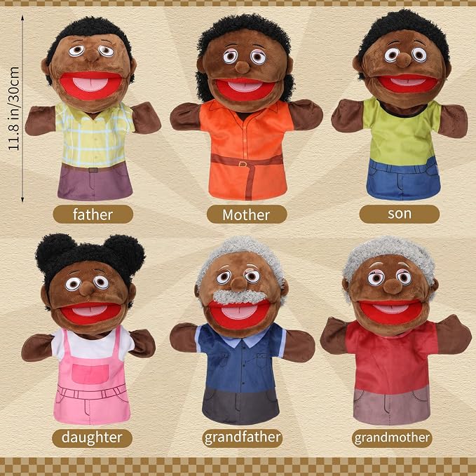 Lenwen 6 Pcs Family Hand Puppet Set Family Members Puppets - Image 3