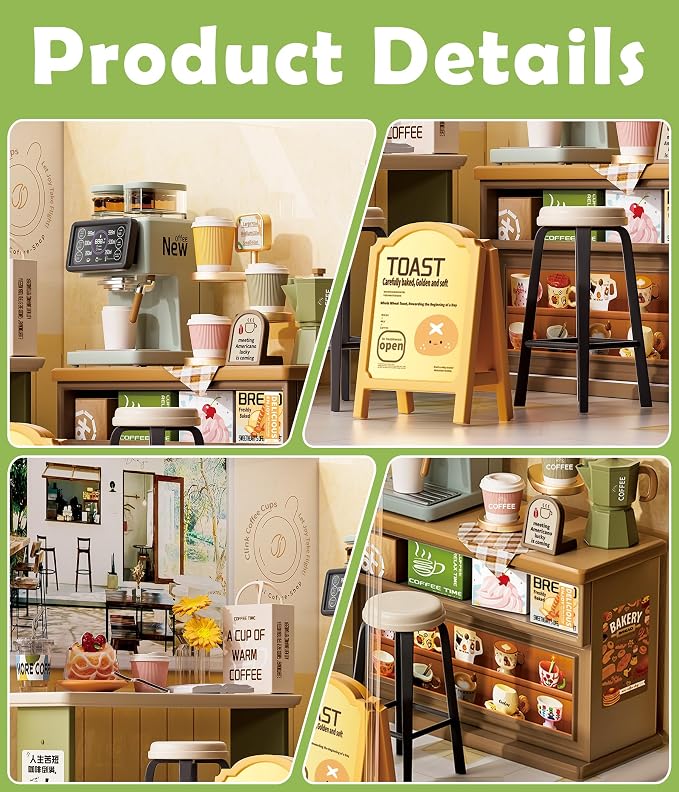 Coffee Shop Miniature House Kit, Plastic DIY Dollhouse - Image 3