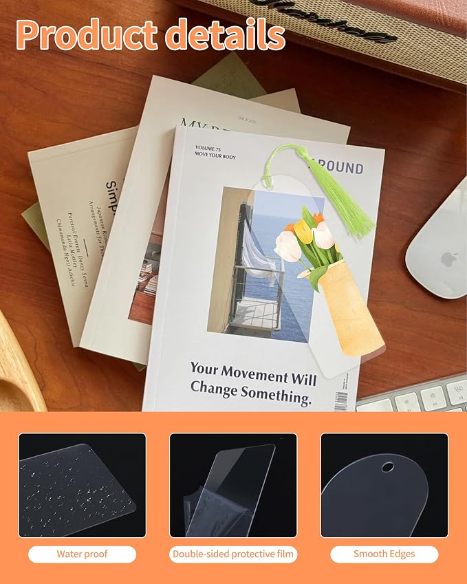 【40 Packs Bulk】 Clear Acrylic Bookmarks Blanks 6" x 2" - Image 3