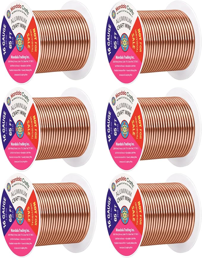 Mandala Crafts 16 Gauge Rose Gold Tone Combo Anodized Aluminum Craft Wire | 390 by MandalaCrafts