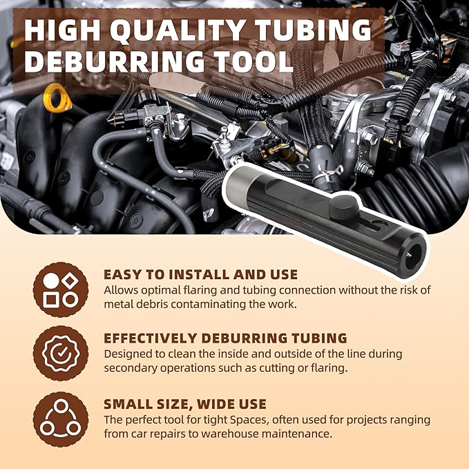Brake Line Deburring Tool,Rimming & Deburring Tool for 3/16" to 1/2" Brake Line Tubing Deburring Tool,Fuel and Coolant Lines Hand Tools