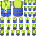 Safety Vests,Hi Vis Vest Reflective Vest with 5 Pockets and Zipper for Men Women, Neon Working Vest for Outdoor One Size