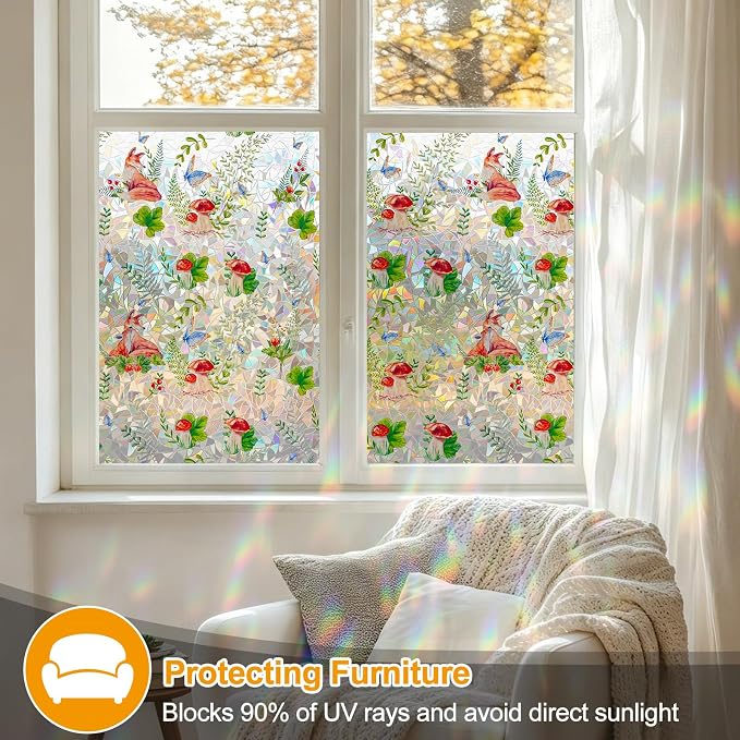 Countewol Privacy Window Films Stain Glass Cling No Glue Anti-UV Window Sticker - Image 7