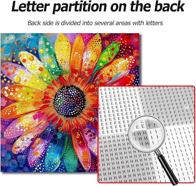 Bgraamiens Puzzle-Colorful Rainbow Pointillisme Gerbera Flower Jigsaw Puzzle - Image 7