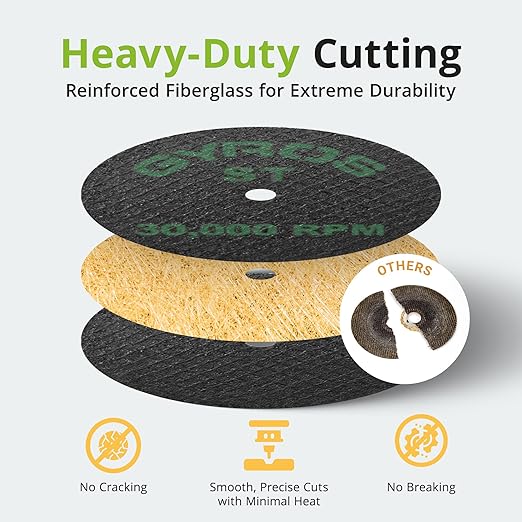 GYROS Cut-Off Wheels for Rotary Tools – 2” Super-Tensile Fiberglass Reinforced, 12-Pack | Designed for Stainless Steel, Titanium, Nickel, Carbon & Chrome Alloys | Made in USA 11-42002/12