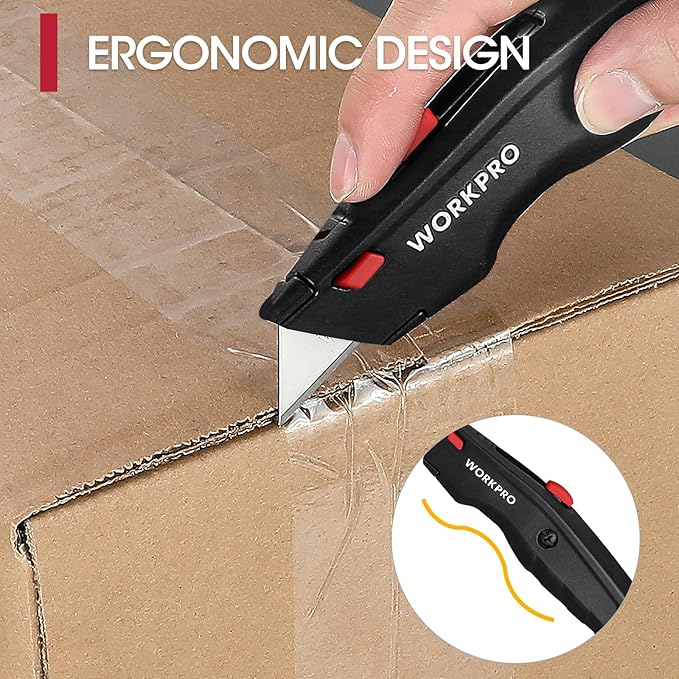 WORKPRO Premium Utility Knife, Retractable All Metal Heavy Duty Box Cutter, Quick Change Blade Razor Knife, with 10 Extra Blades