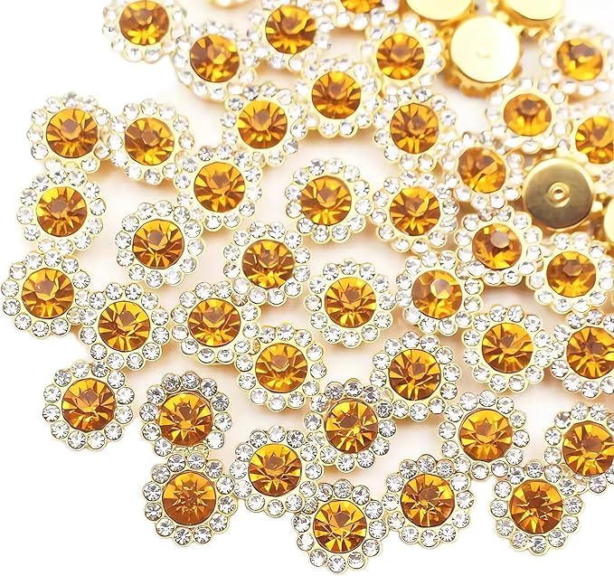 12mm 150pcs Golden Yellow Sew on Rhinestones, Crystals Glass Gems by Unknown