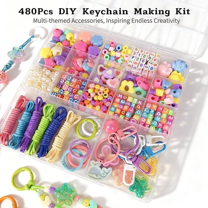 Kupor 480PCS DIY Keychain Making Kit, Vibrant Beads - Image 2