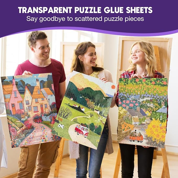 Nariolar Ultra-Adhesion Transparent Puzzle Glue Sheets, 16 Puzzle Saver Sheets - Image 5
