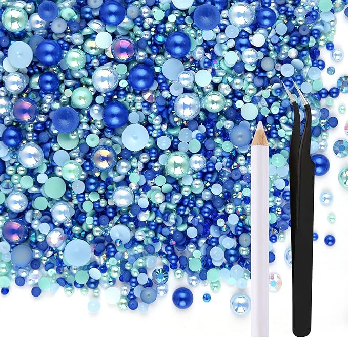 ASTARON 50g Mix Flatback Rhinestones Half Pearls by ASTARON