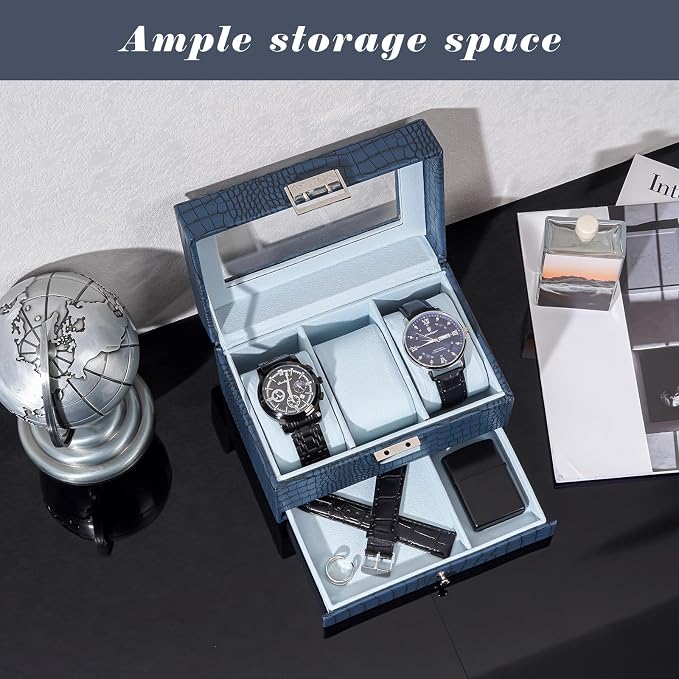 ProCase Watch Box, 3 Slot Watches Display Case - Image 2