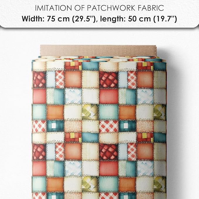 Patchwork Hot Cocoa Cotton Fabric Panel – 6 Designs + Bonus Sheet 29.5×19.6 inch - Image 7