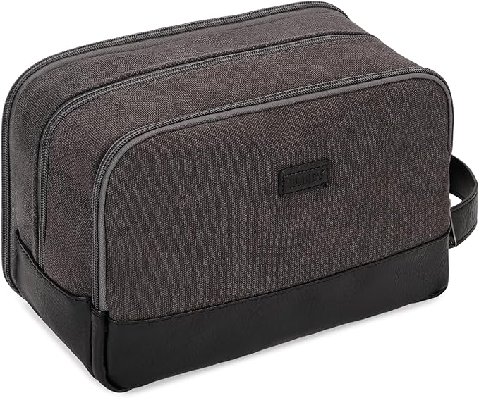WANDF Travel Toiletry Bag for Men Large Toiletries Shaving Bag Water Resistant Hanging Dopp Kit Travel Accessories Bag for Women Men (Dark Grey)