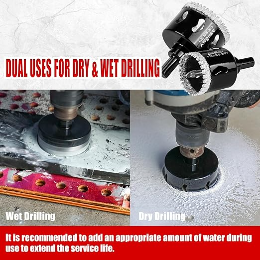 3 Inch Diamond Hole Saw with Pilot Drill Bit, 3" Serrated Brazing Tile Hole Saw Diamond Core Drill Bits with Guiding Bit for Ceramic Porcelain Tile Glass Stone Granite Marble