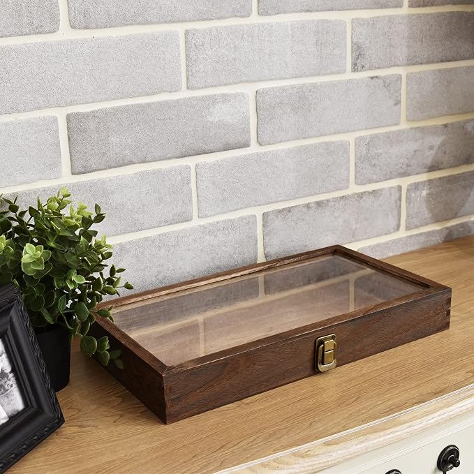 MOOCA 2 Pcs Wood Tempered Glass Top Jewelry Display Case Accessories Storage Box - Image 6