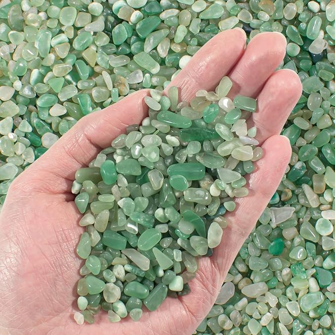 0.5 Lb/230g Green Aventurine Crystal Chips Bulk Crushed Stones, Natural by EZEELAI