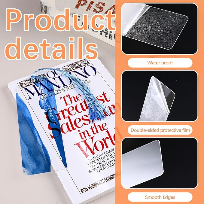 30 Pcs Clear Acrylic Bookmarks Blanks 6" x 2", Plastic Book Page Markers - Image 3