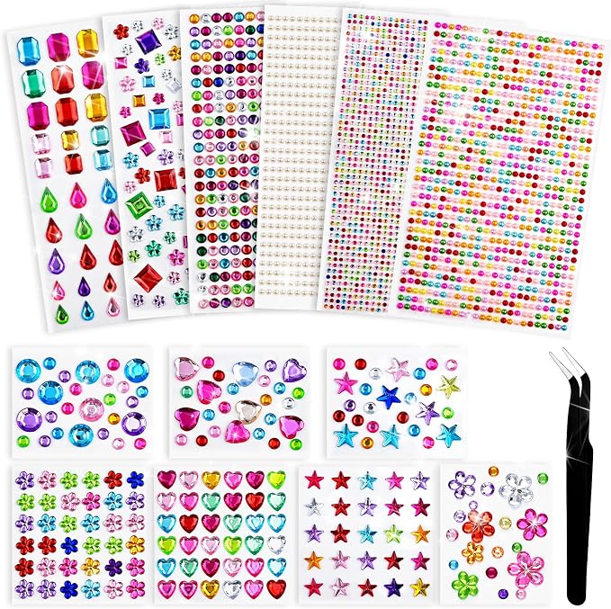 4459 Pcs Gem Stickers Rhinestone Stickers Self-Adhesive Rhinestones Acrylic by Bringsparkletoeverydaylife