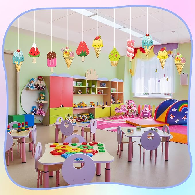80PCS Wooden Ice Cream Cutouts Ornaments to Paint, Summer Decorations 8 Styles - Image 5