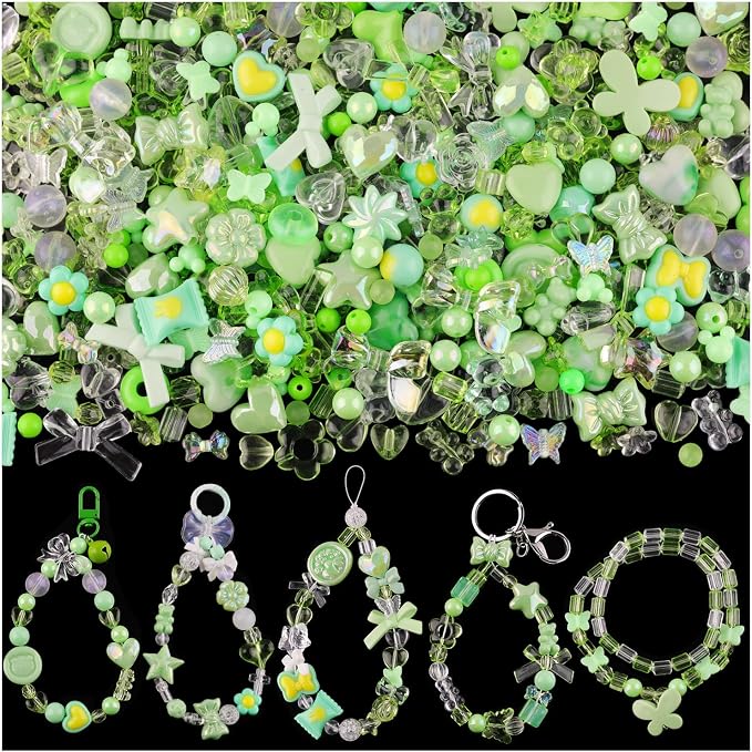 200-260PCS TINKRSTUFF Assorted Green Acrylic Beads by TINKRSTUFF