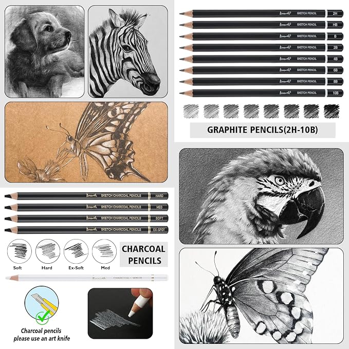 Brusarth Charcoal Pencils for Drawing, Professional Drawing Sketch Pencils - Image 3