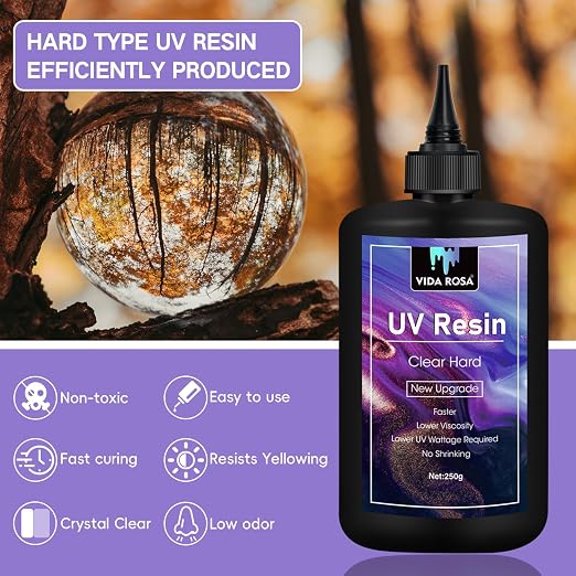VIDA ROSA UV Resin 250g- Upgraded Crystal Clear, Low Odor Hard Ultraviolet - Image 3