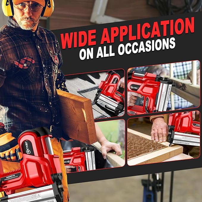 SILVEL 2" Cordless Brad Nailer, 2-in-1 21V Electric Brad Nailer Stapler with 2 * 4.0Ah Battery, 1000pcs Nails, 18GA Staples, Adjustable Depth for Woodworking, Home Improvement