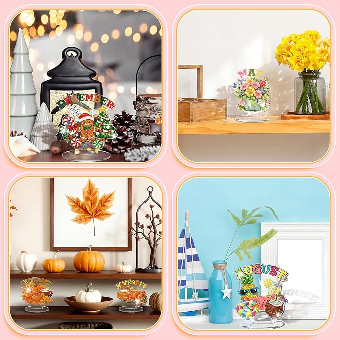 YooNotee 12 Sets Interchangeable Seasonal Diamond Art Tabletop Decorations - Image 5
