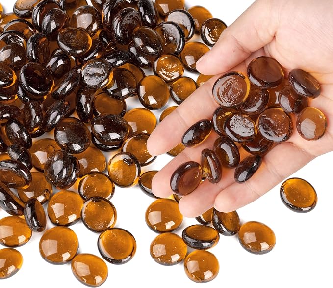 1LB Glass Marbles, Transparent and Smooth Flat Glass Beads by MESCHETT