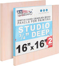 U.S. Art Supply 16" x 16" Unfinished Cradled Wood Panels by USArtSupply