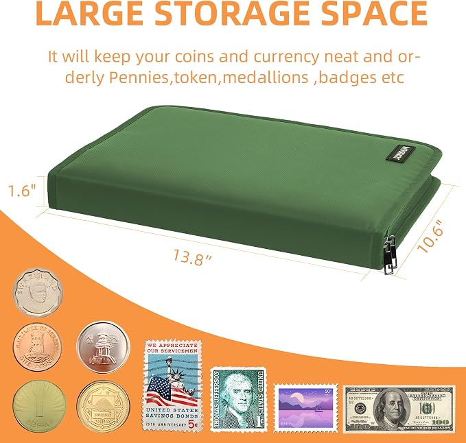 Coin Collection Book Holder for Collectors 2000℉ Fireproof | 300 Pockets Coins - Image 6