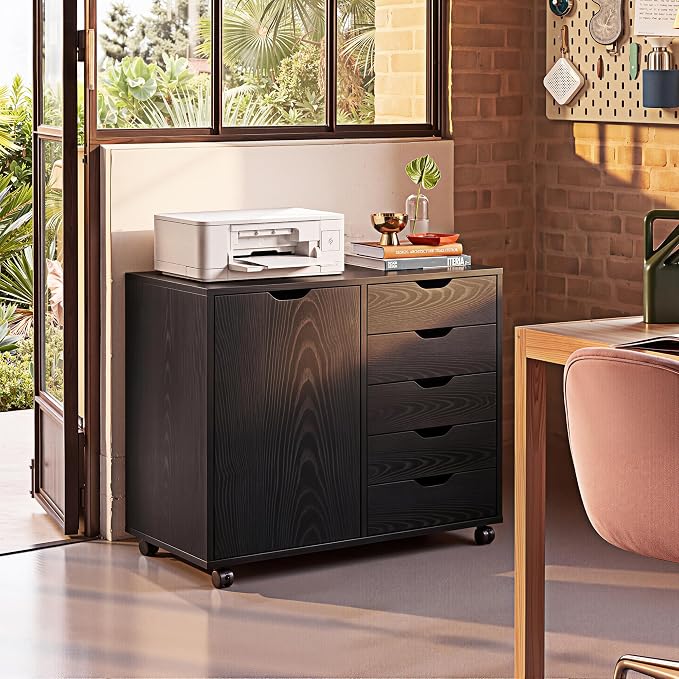 DEVAISE Mobile File Cabinet, 5-Drawer Wood Storage Chest - Image 2