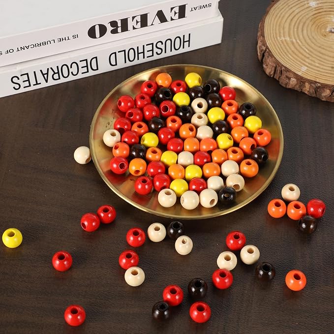 240pcs 16mm Wooden Beads Fall Wood Beads 6 Colors Hole:6mm Round Spacer Beads - Image 2