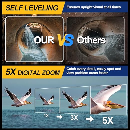 Anysun All in 1 Sewer Camera with Locator & Wheels & Pull Handle, 7MM 300Ft Cable, Self Leveling, Distance Counter, 32GB Card, 9'' HD Monitor, Pipe Drain Inspection Camera IP68 Industrial Borescope
