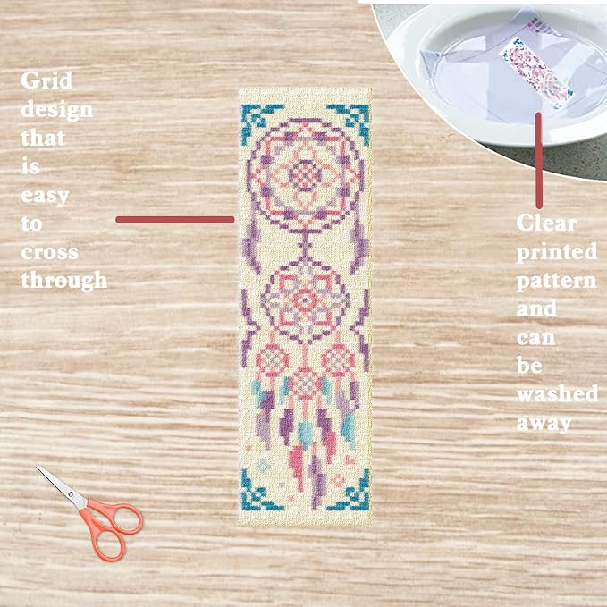 FREEBLOSS 6 Set Cross Stitch Bookmark Kits Dreamcatcher Pattern Stamped - Image 3