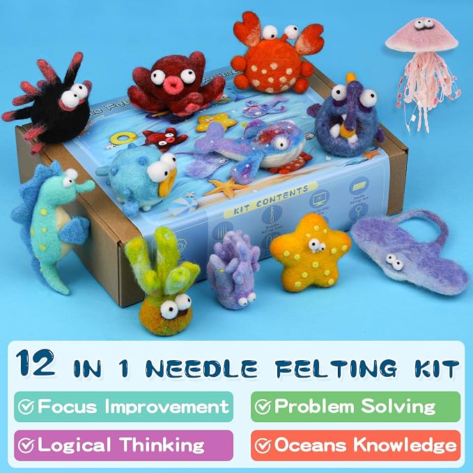 Fedmut Needle Felting Kits for Beginners Adult 12 Sea Animal Supplies - Image 6