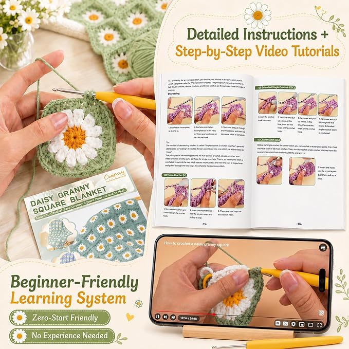 Coopay Crochet Kit for Beginners Adults, Large Crochet Blanket Kit - Image 3