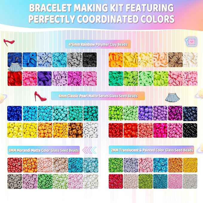 Goldwise Friendship Bracelet Kit, Clay Beads, 7 Styles Letter Beads, Variety of - Image 5
