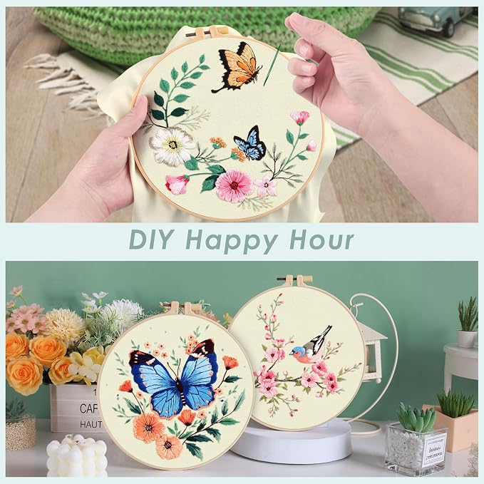 ERKOON 5 Sets Embroidery Kit for Beginners, Hummingbird Cross Stitch Set for - Image 3
