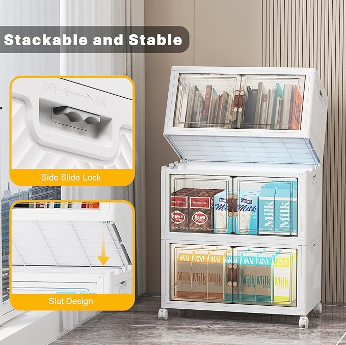 UAMFURI Stackable Storage Bins, 312QT Collapsible Drawers - Image 4