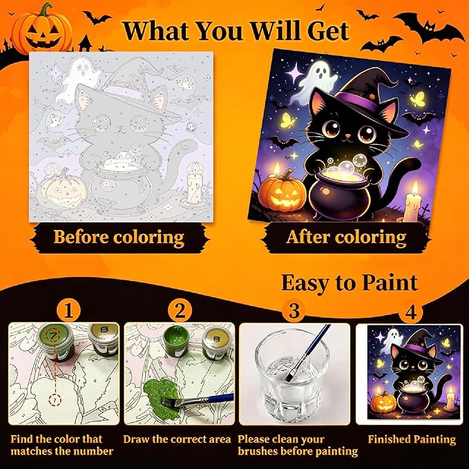 Arttoplus 4 Pack Halloween Paint by Numbers Kit - Image 4