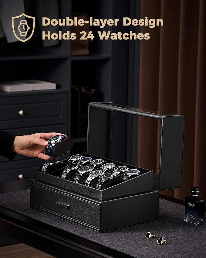 ProCase Watch Box for Men, 24 Slots Watch Display Holder - Image 3